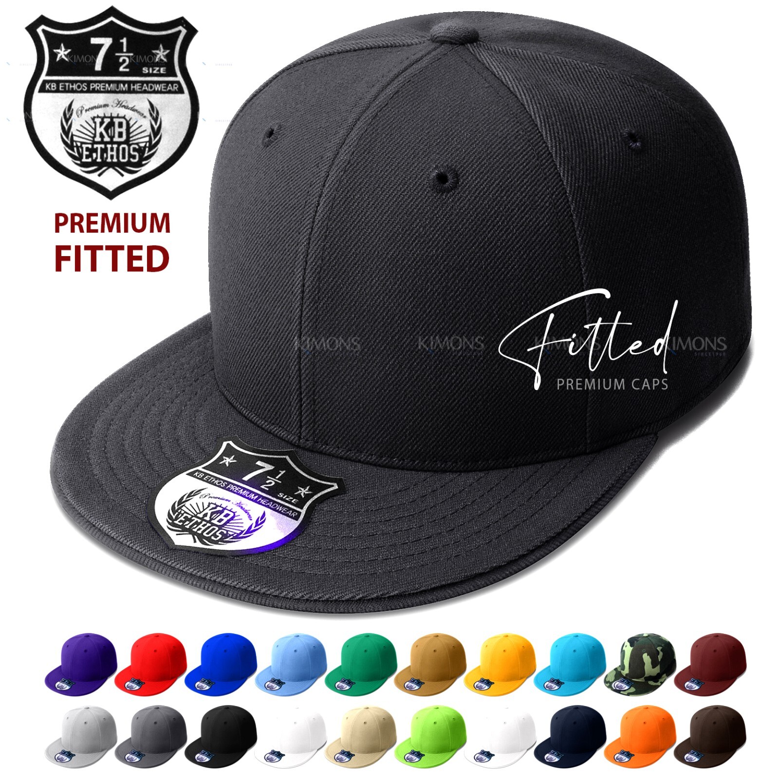 Premium Solid Fitted Baseball Cap Hat Blank Plain Flat Bill 9-Sizes Trucker 2026