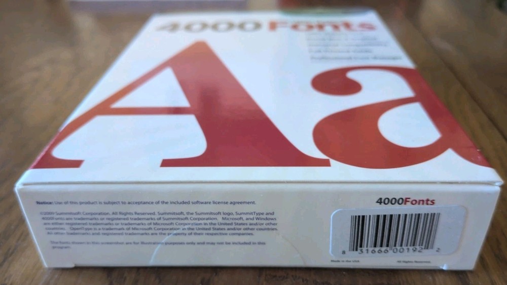 Summitsoft 4000 Fonts, Windows Software, CDROM, Free Shipping