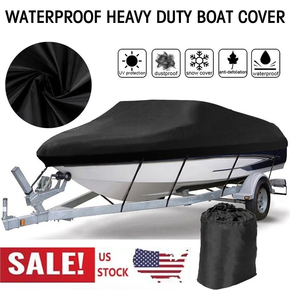 Trailerable Boat Cover Waterproof Heavy Duty Marine Grade Dust V-Hull Runabout