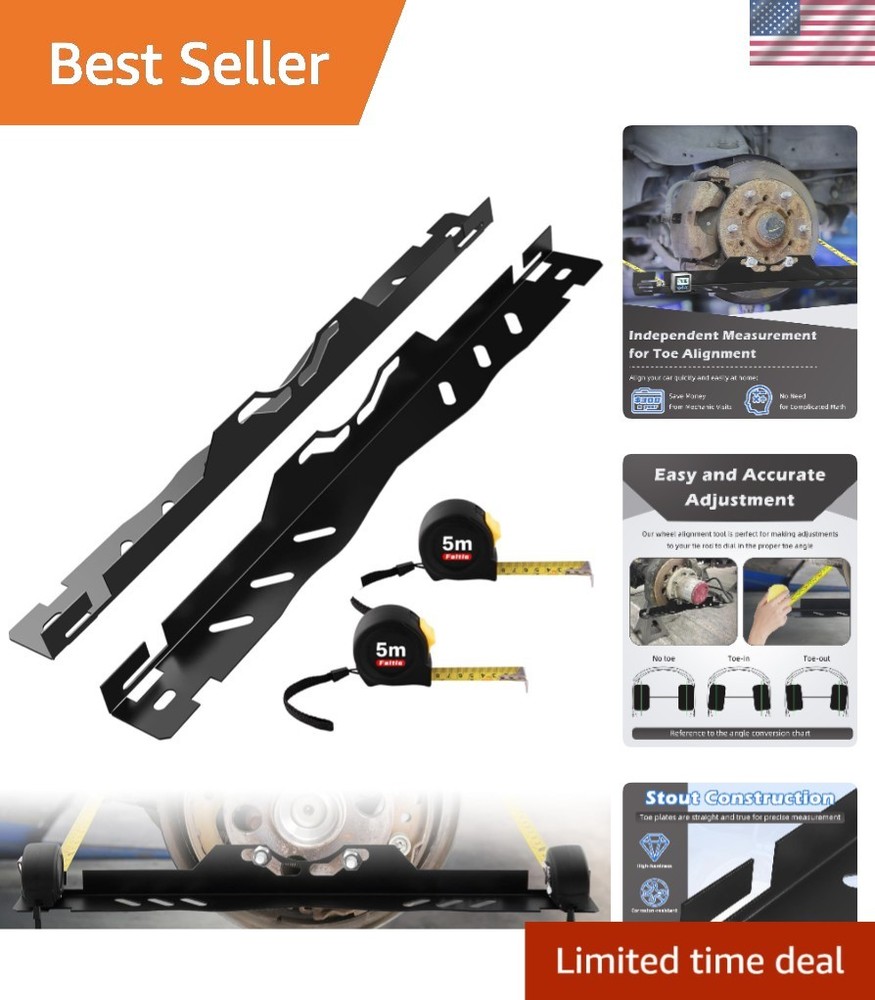 Compact One-Piece Wheel Alignment Tool - Precision Toe Adjustment, Garage Ready