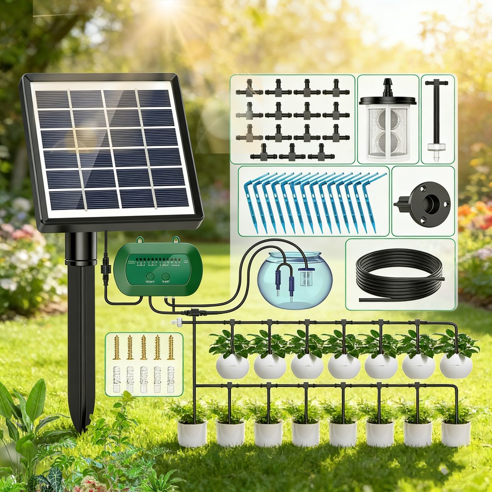 Solar Automatic Watering Kit for Plant,Automatic Drip Watering System with Timer