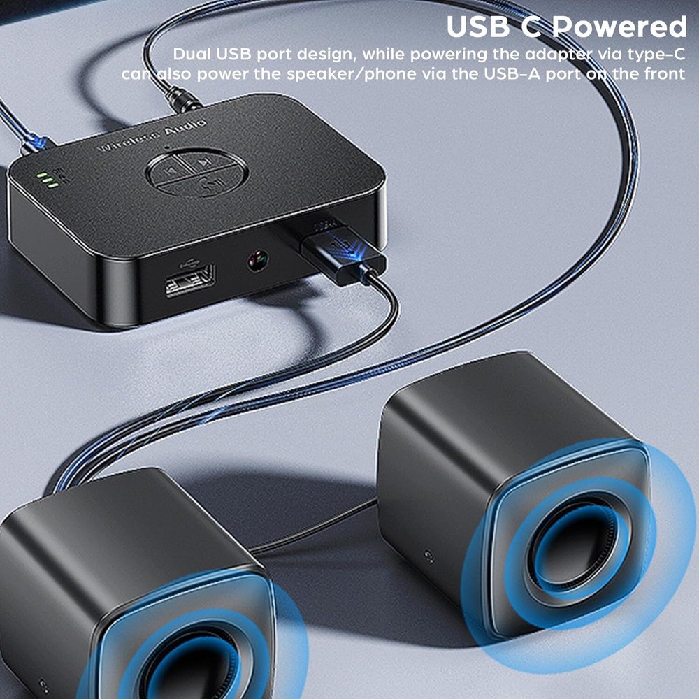 Bluetooth 5.4 Receiver Transmitter Wireless 3.5mm AUX to RCA Audio USB Adapter