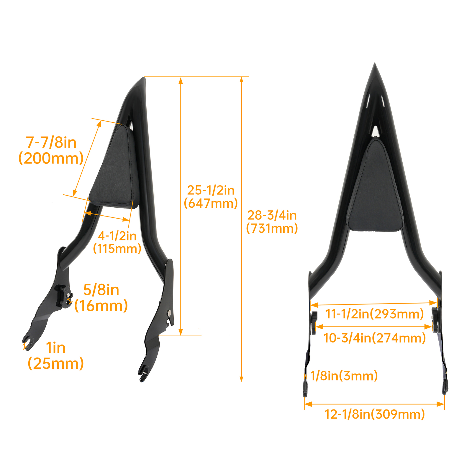 28" Passenger Backrest Sissy Bar For Harley Touring Electra Glide 2009 -2024