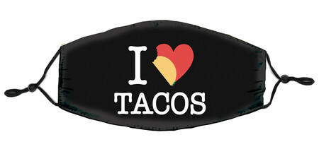I HEART TACOS - 2-Layer, Washable Reusable Cloth w/ Adjustable Ear Loops Mask
