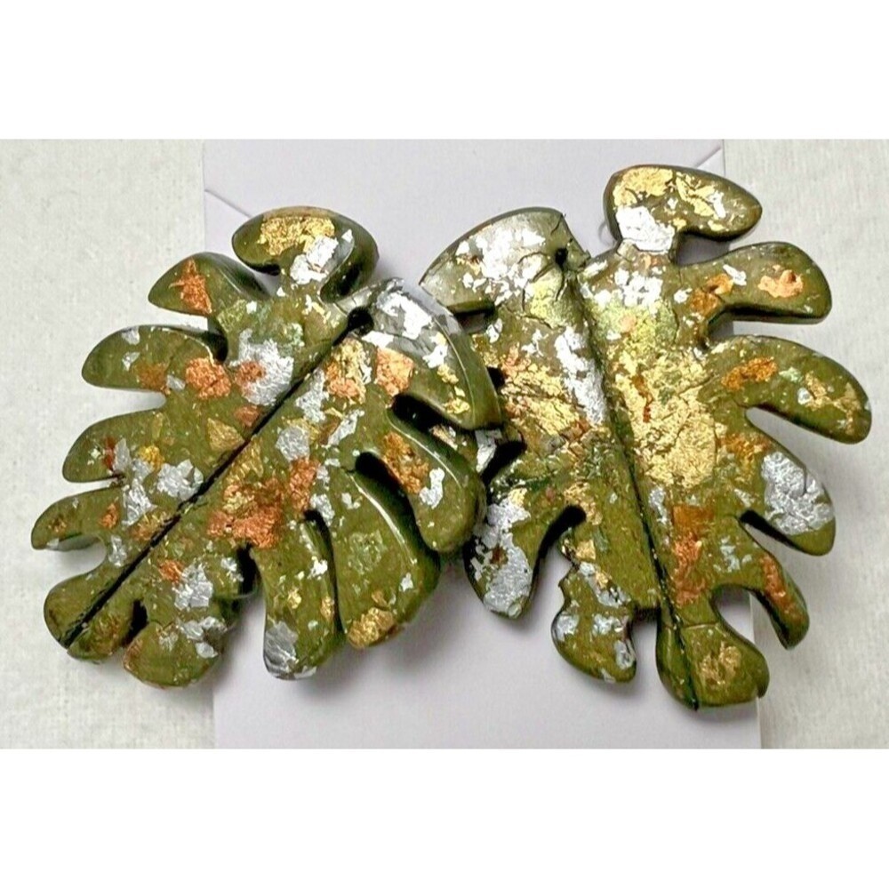 Clay Statement Earrings "Palm Leaf" Theme Lightweight Post