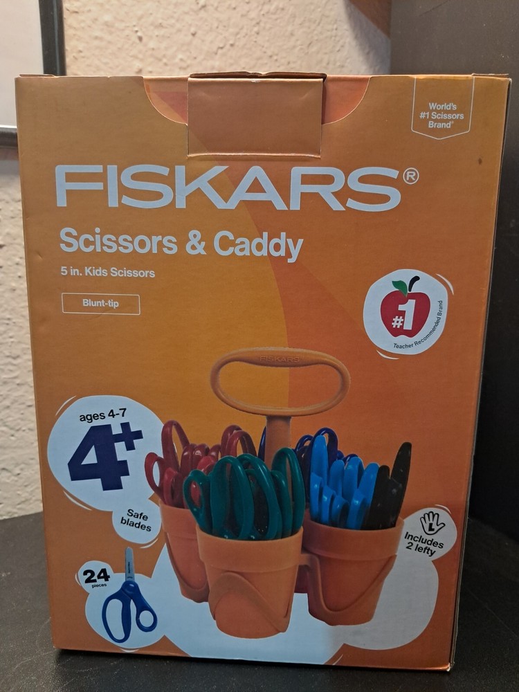 Fiskars 5" Rounded Kids Scissors Classpack Caddy, 24 Pack NEW School