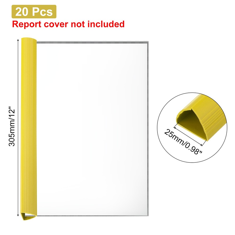 20Pcs Binding Bars, 25mm Binding Bars Slide Grip, Yellow