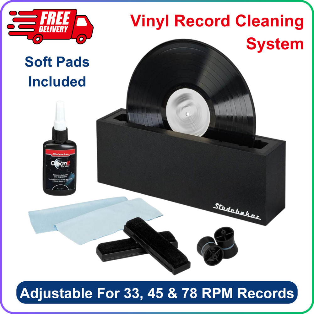 Studebaker Vinyl Record Cleaning System with Cleaning Solution and Soft Pads