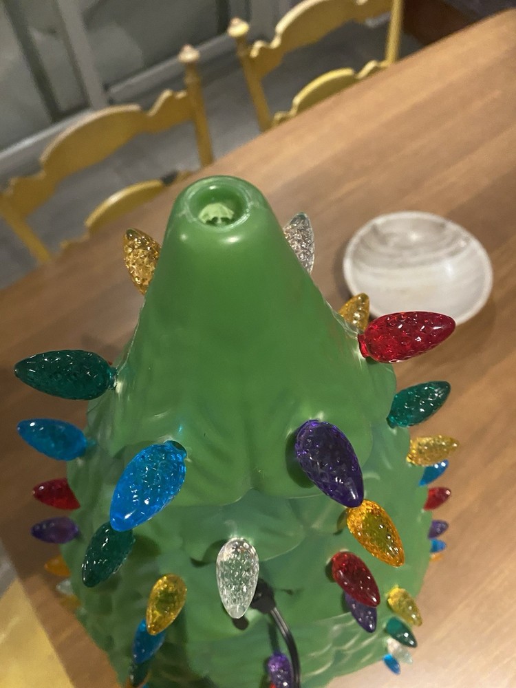 Plastic Blow Mold Lighted Christmas Tree 27”