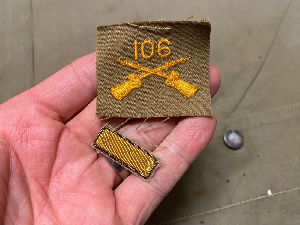 ORIGINAL WWII US ARMY SHIRT SEW ON 106 INFANTRY 2ND LIEUTENANT OFFICER INSIGNIA