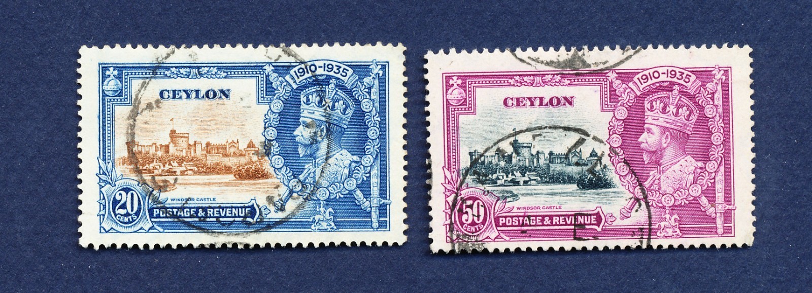 36 - CEYLON  - Scott 262 & 263 - used - Silver Jubilee - 1935