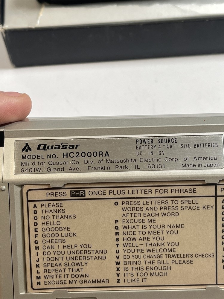 Quasar Information Processor Language Translator Metric Conversion HC2000RA Nice