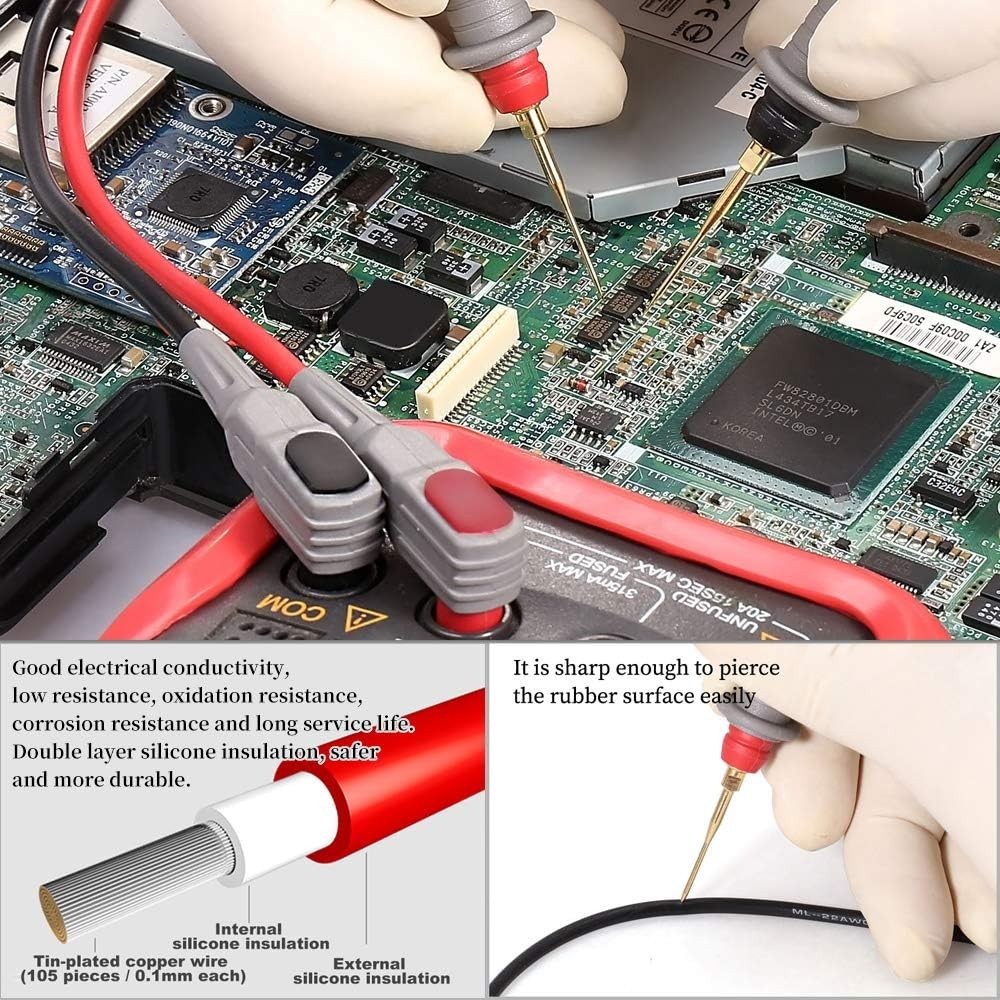 Professional Multimeter Leads Set with Replaceable Probes and Accessories