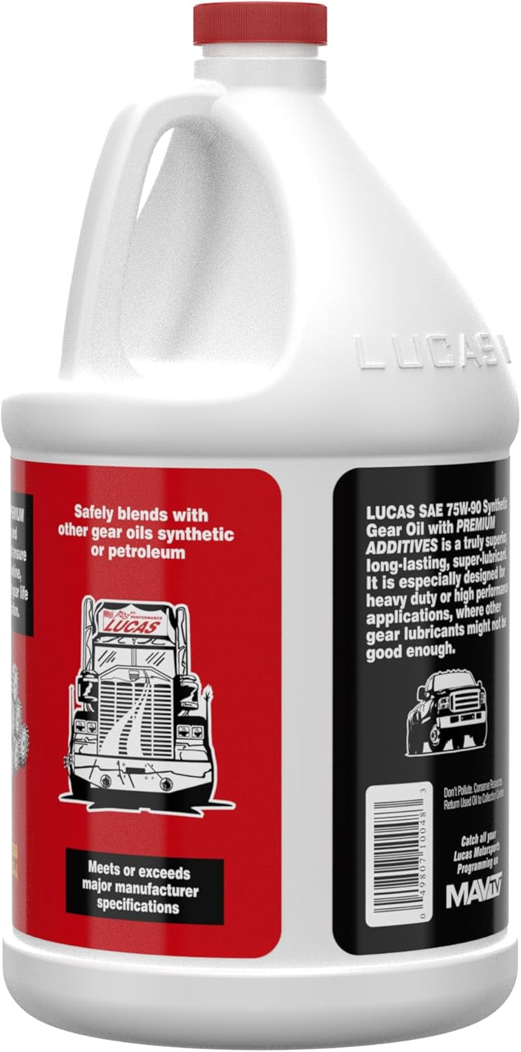 Lucas Oil 10048 Synthetic SAE 75W-90 Gear Oil - 1 Gallon,3.8 Liters,Bottle