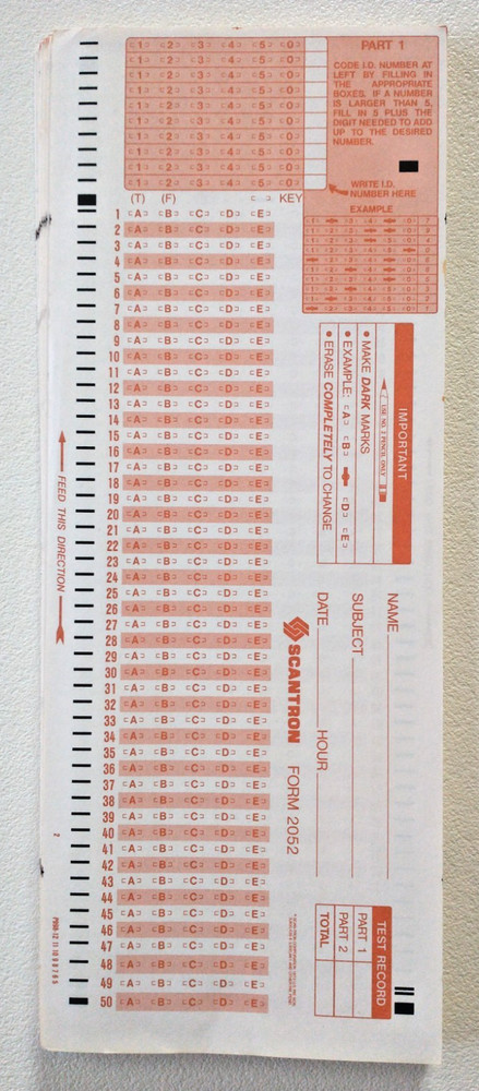 Scantron 2052 Answer Sheets 100 Question A-E True False Lot of 56 Pack Set