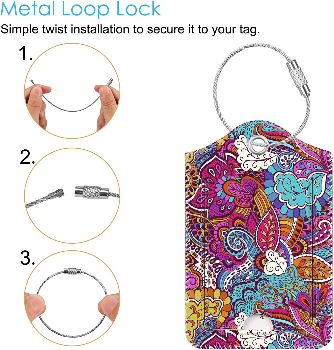 [2 Pack] Luggage Tags Name ID Labels with Privacy Cover For Travel Bag Suitcase