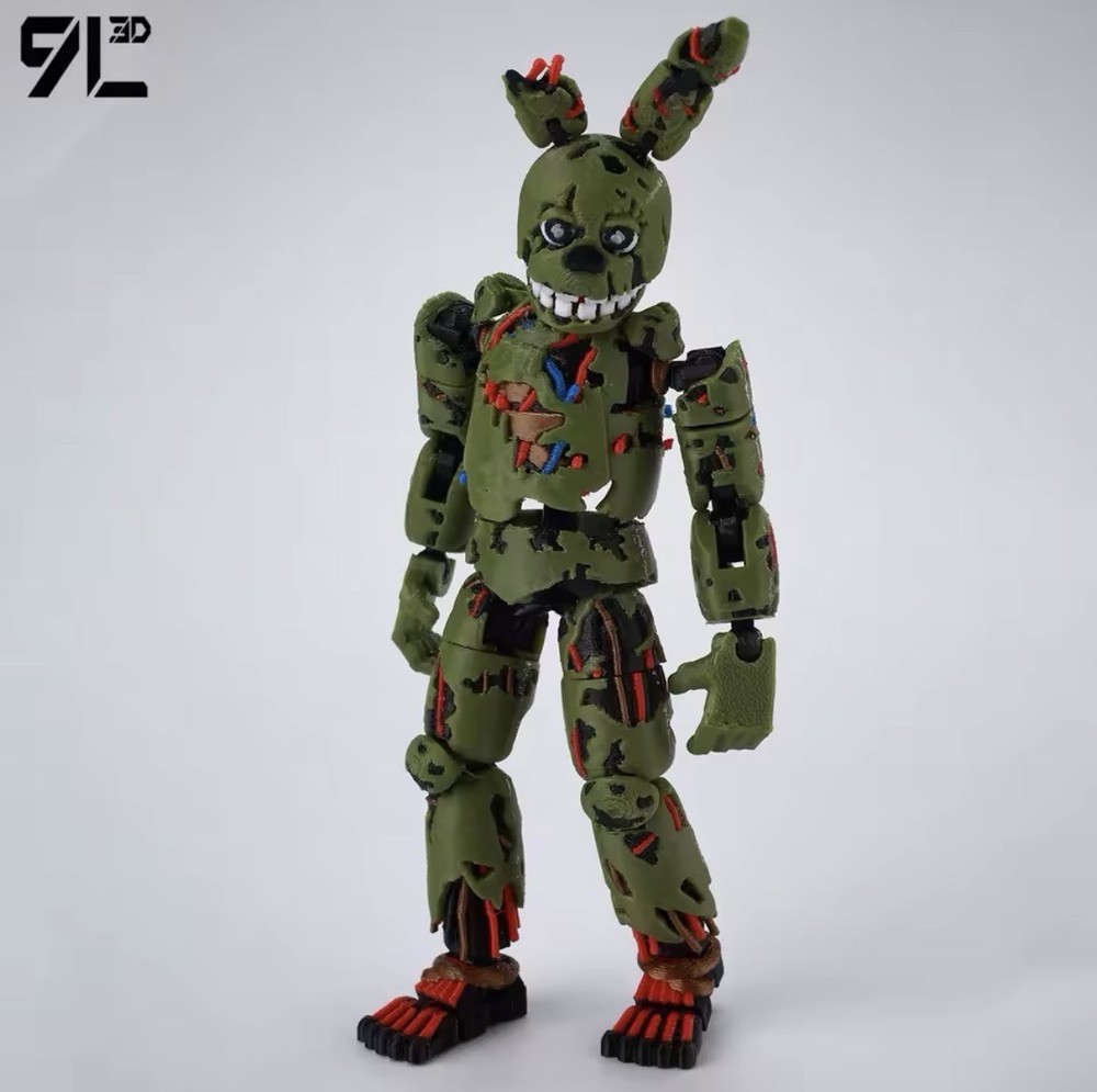 FNAF 3D Printed Freddy Springtrap Action Figure 14cm Poseable Titan13 Toy