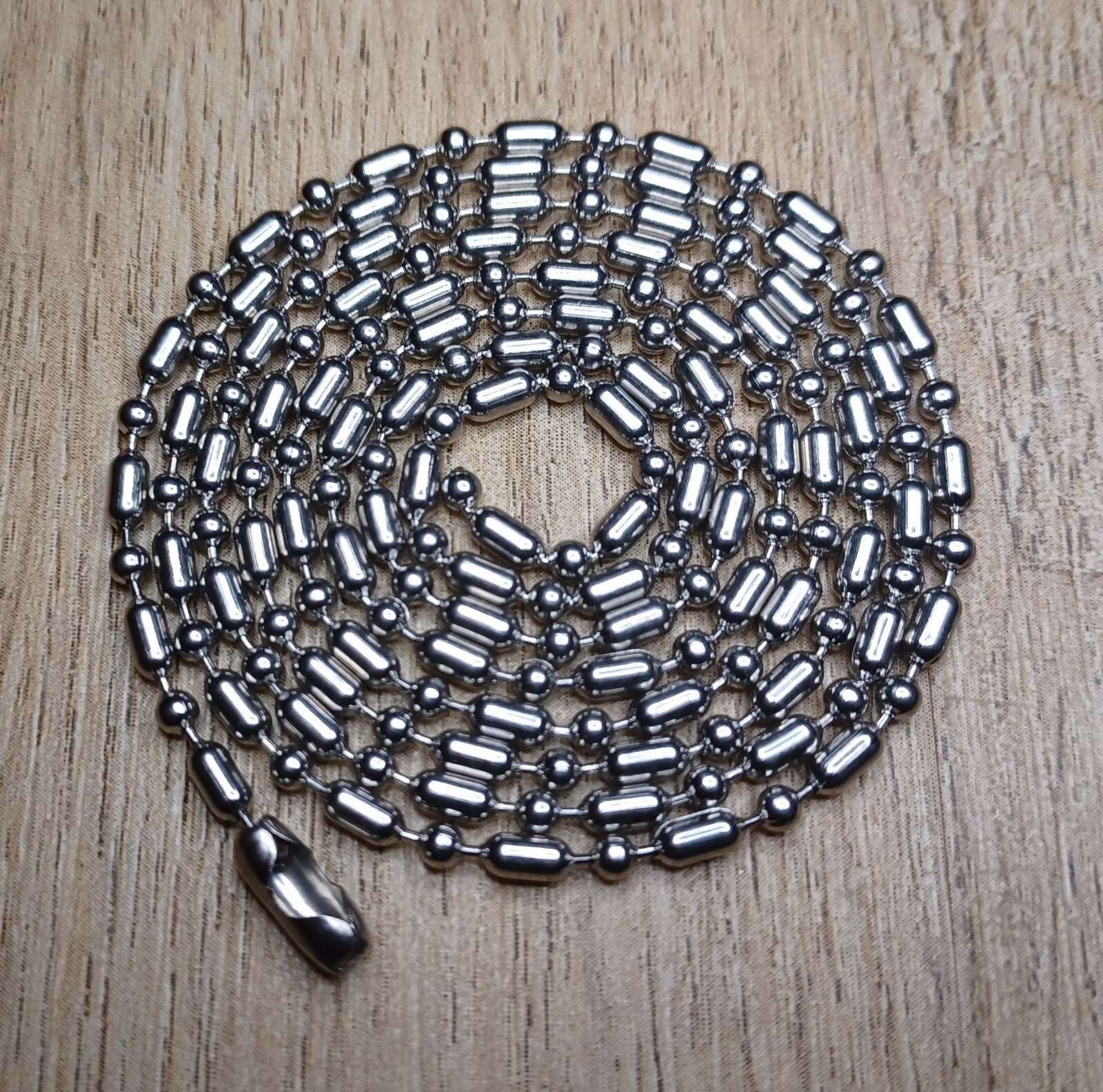 30" Dog Tag Chain Silver Stainless Steel 2.4mm Bar & Ball Stylish Military Chain