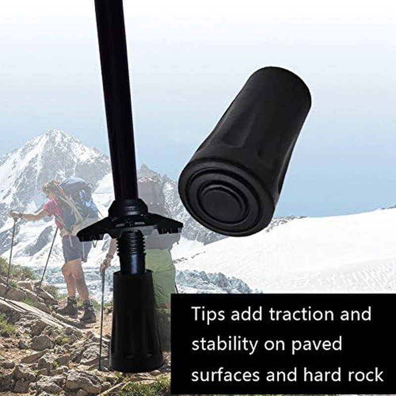 6 Pack Rubber Trekking Pole Tips Replacement Caps Hiking Walking Cane Ends