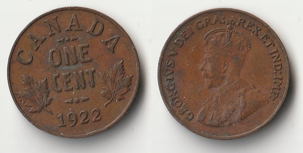 1922 Canada 1 cent coin - key date