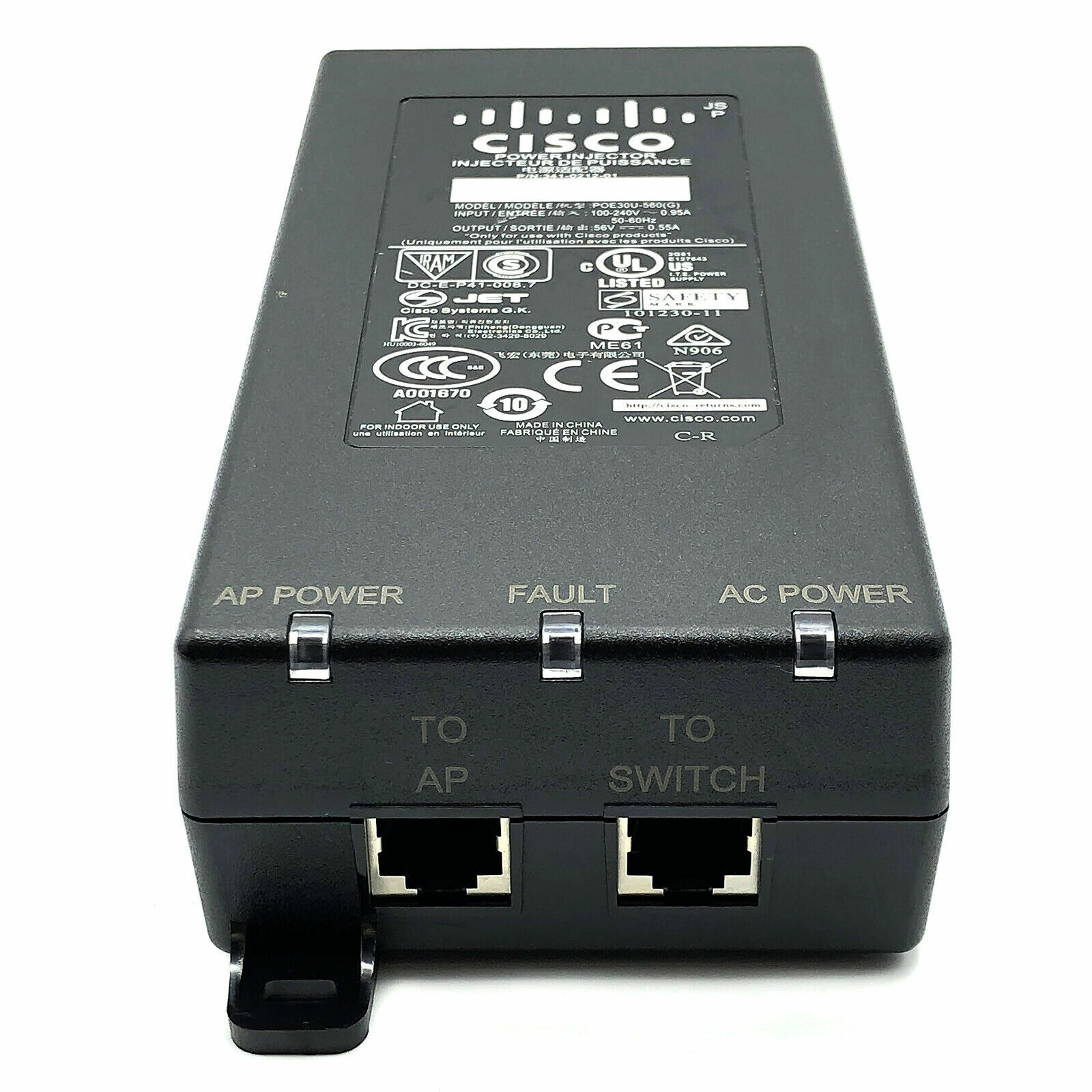 Original Cisco Meraki MA-INJ-4-US Power Injector 802.3at PoE 56V