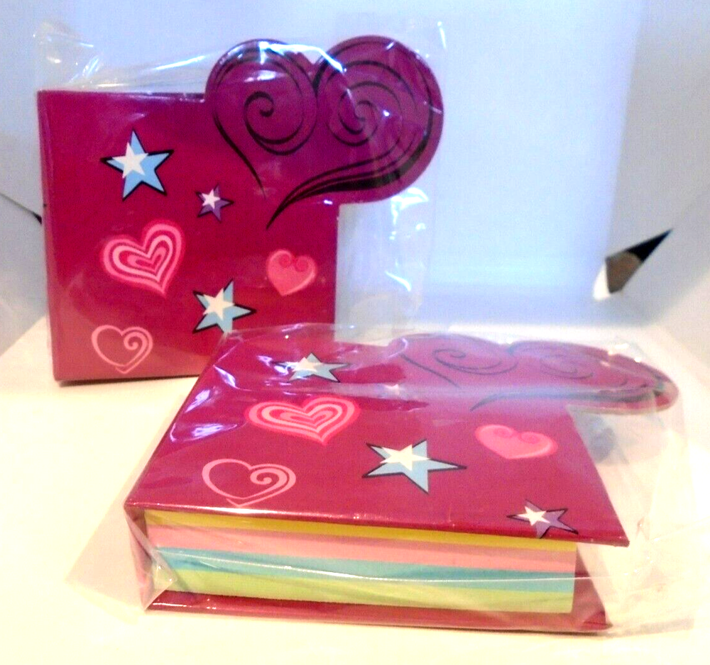 2 x Novelty Note Paper Books 3" Square 200 Sheets Heart theme