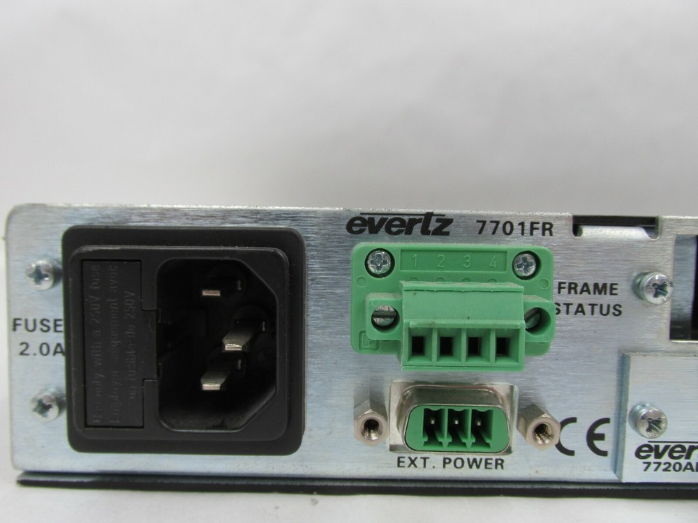 Evertz 7701FR Multiframe w/ Quad Delay 7740DLY-AES4 + De-Embedder 7720AD4 7701PS