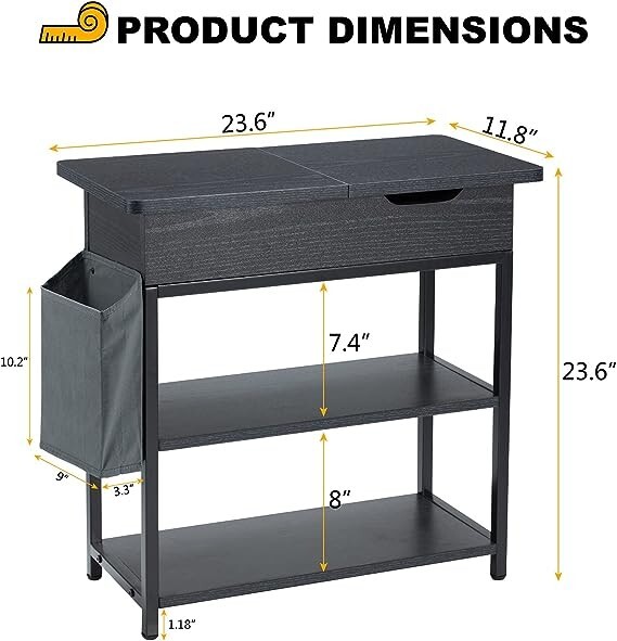 Ecoleben Nightstand Sofa Table with Charging Station