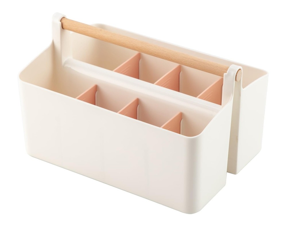 Large Plastic Portable Caddy with Handle, Storage Organizer Bin with Adjustab...