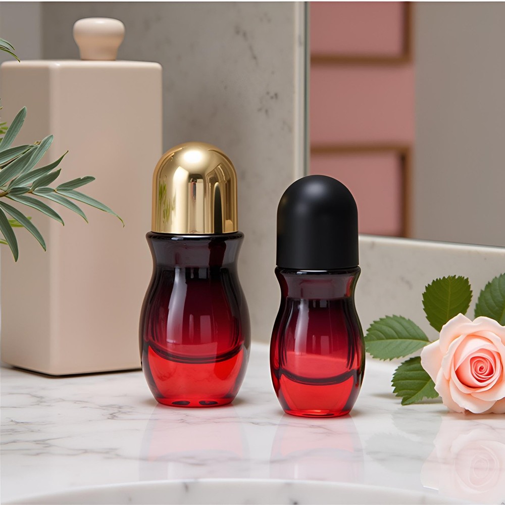 2Pcs 30ML Red Deodorant Roller Bottle Empty,Glass Roller Bottles Deodorant,Ro