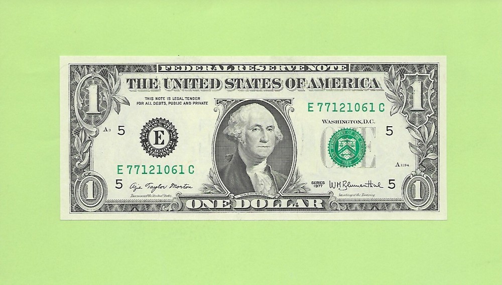 1977 ..UNCIRC $1  E 7712 1061 C  .... 1977  $1  E-C     NICE NOTE      FRN