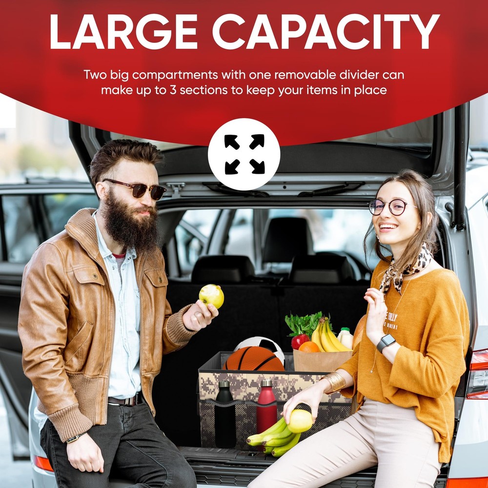 Car Boot Organiser, Collapsible Multi Compartment SUV Organizer, Foldable