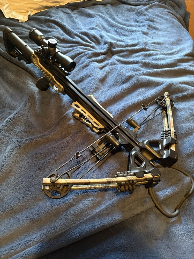 Modern Crossbow with Scope, Adjustable Stock, Black Gray