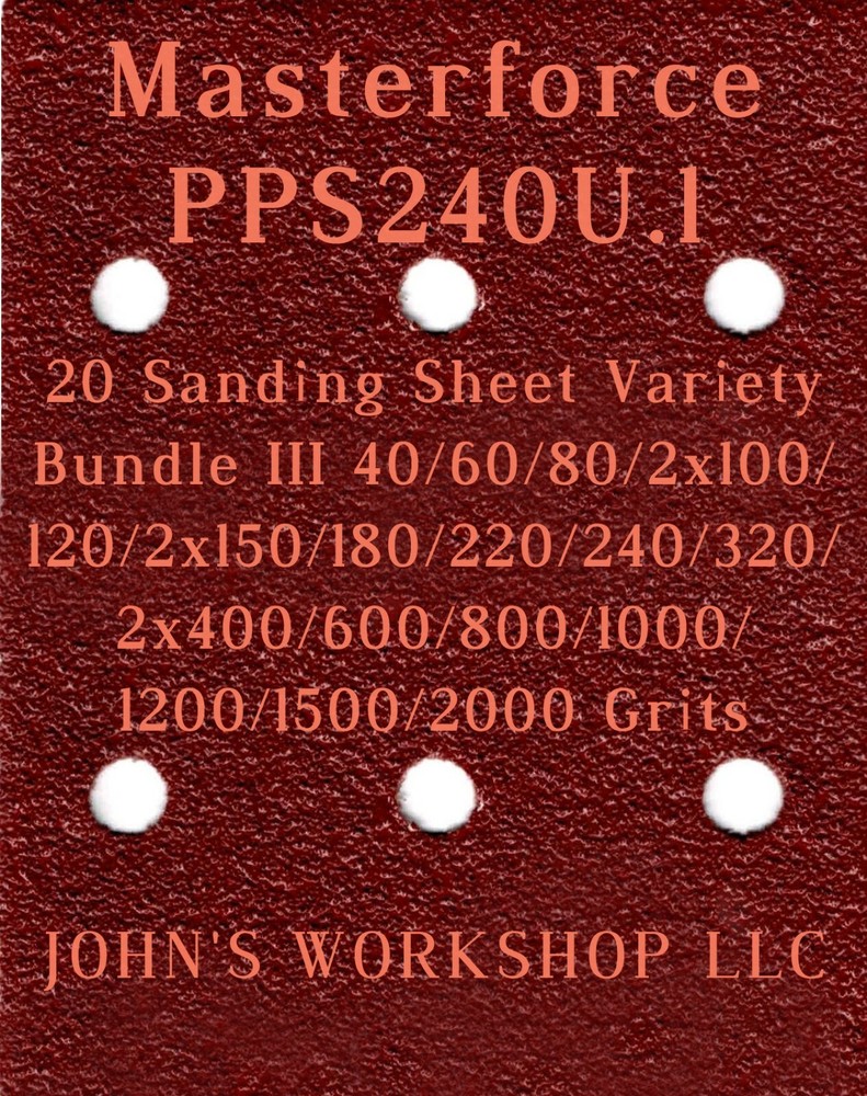Masterforce PPS240U.1 - 17 Different Grits - 20 Sheet Variety Bundle III