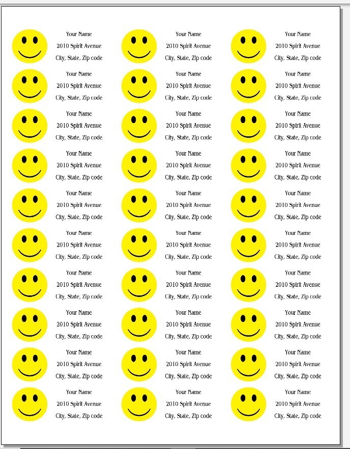 150 Yellow Smiley Face Mailing Return Address Labels Personalized