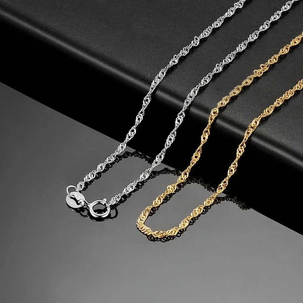 Solid 14k Gold Singapore rope chain Necklace Made in Italy All lengths