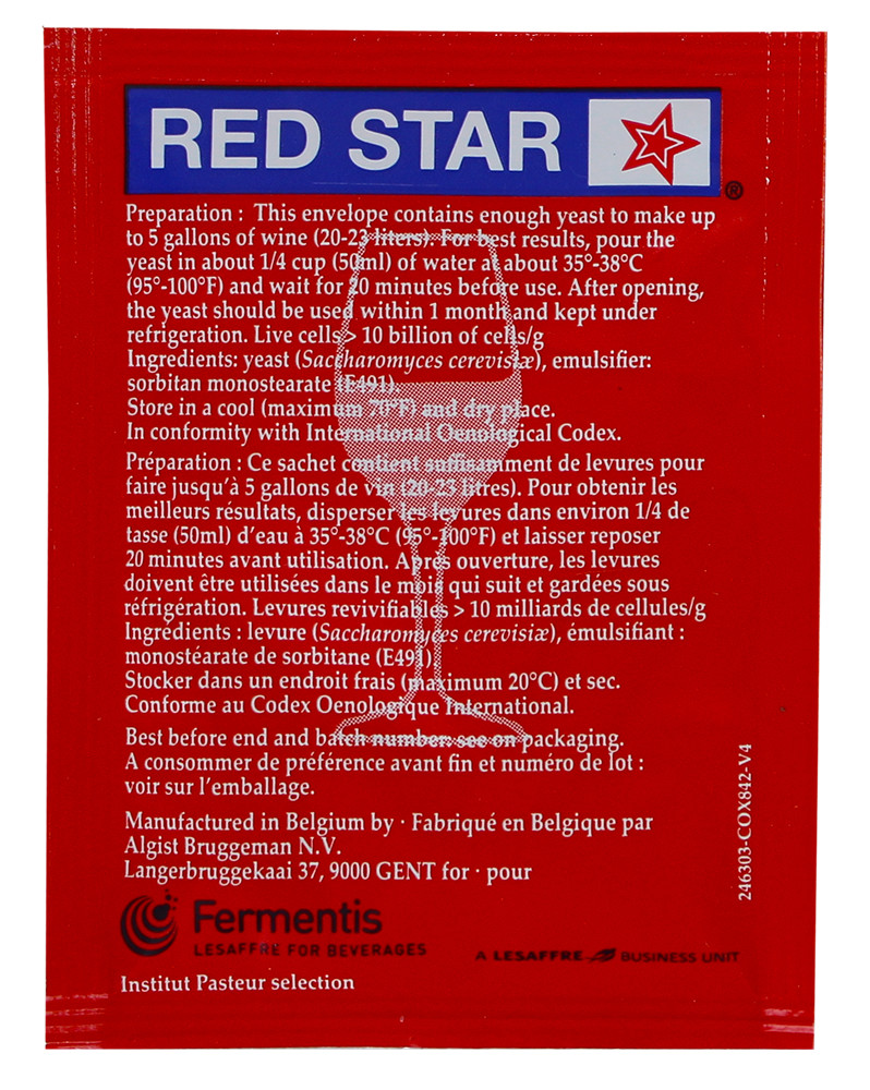 Red Star Premier Rouge formerly Pasteur Red Dried Wine Yeast (10 Packets)