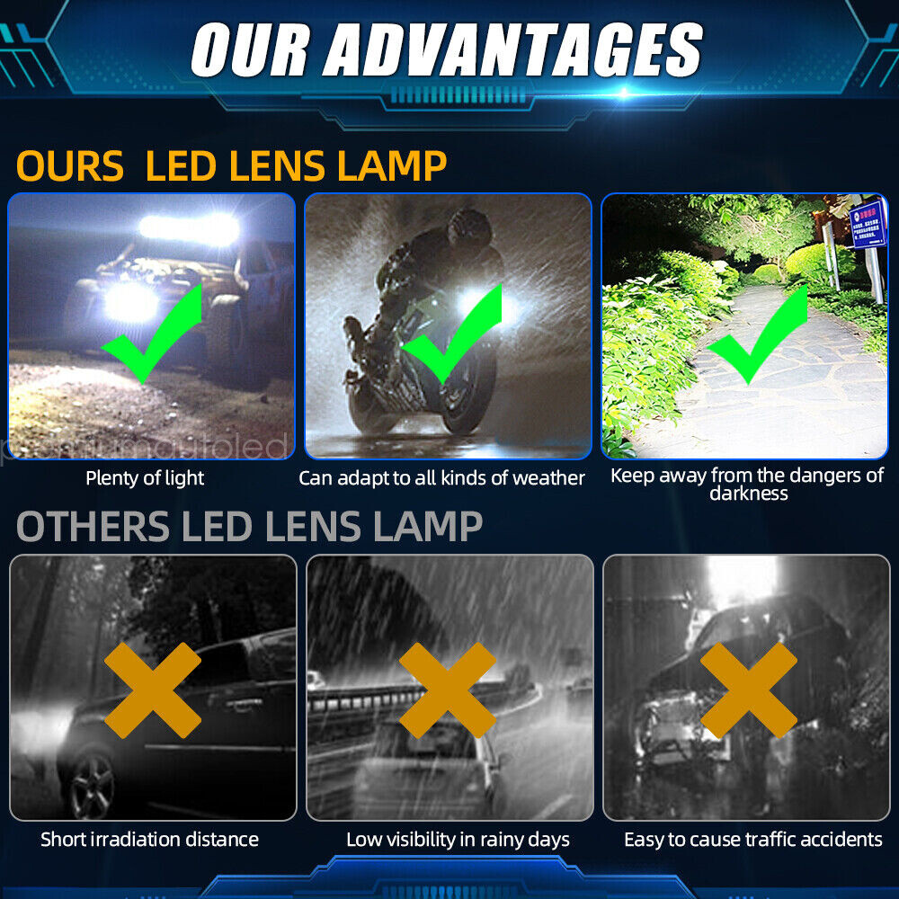 2Pc 3inch LED Spot Work Light Fog Lamp Driving Headlight Yellow White Motorcycle