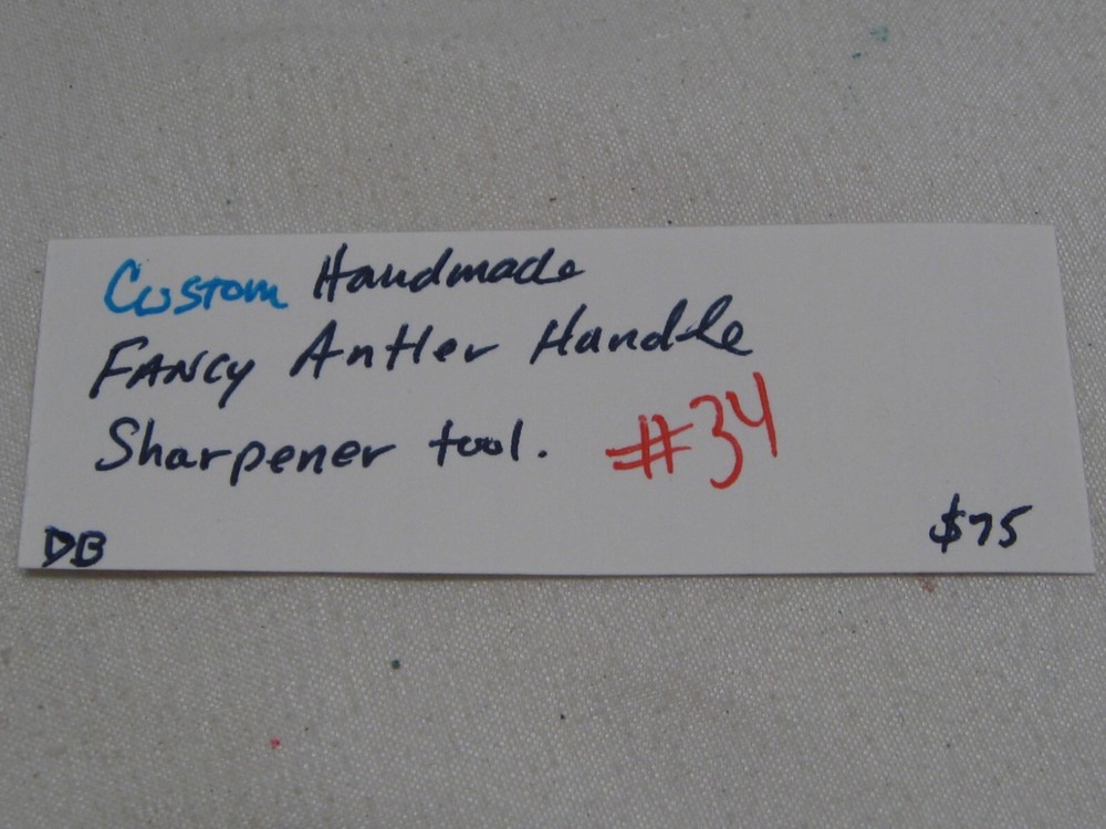 Custom Handmade Fancy Antler Handle Sharpener Tool. #34