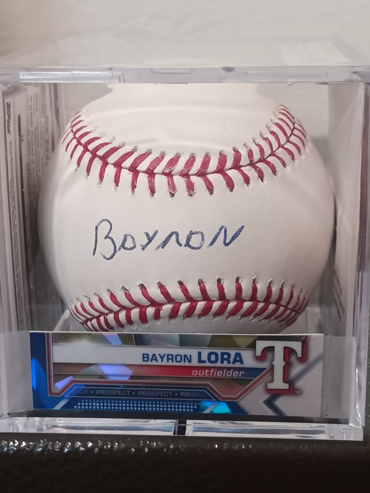 BAYRON LORA-Texas Rangers (Outfielder) Signed OML Baseball (JSA Basic COA)