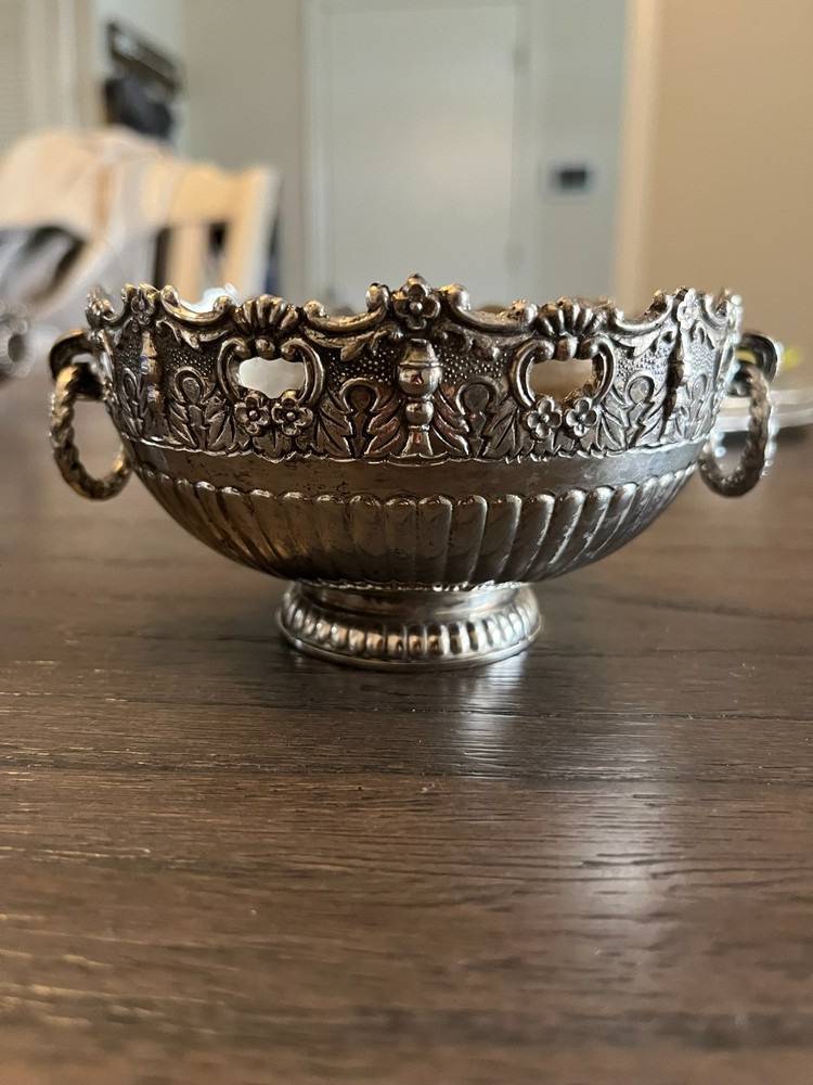Vintage F.B.ROGERS Silverplate  Monteith Pedestal Bowl with Ring Handles