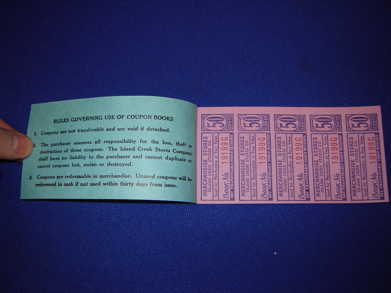 lot of 5 $10.00 Island Creek Company Store coal mine scrip coupons uncirculated