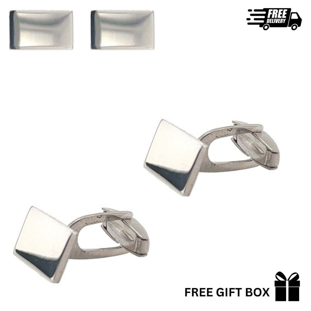 925 Sterling Silver Italy Rectangle Cufflinks