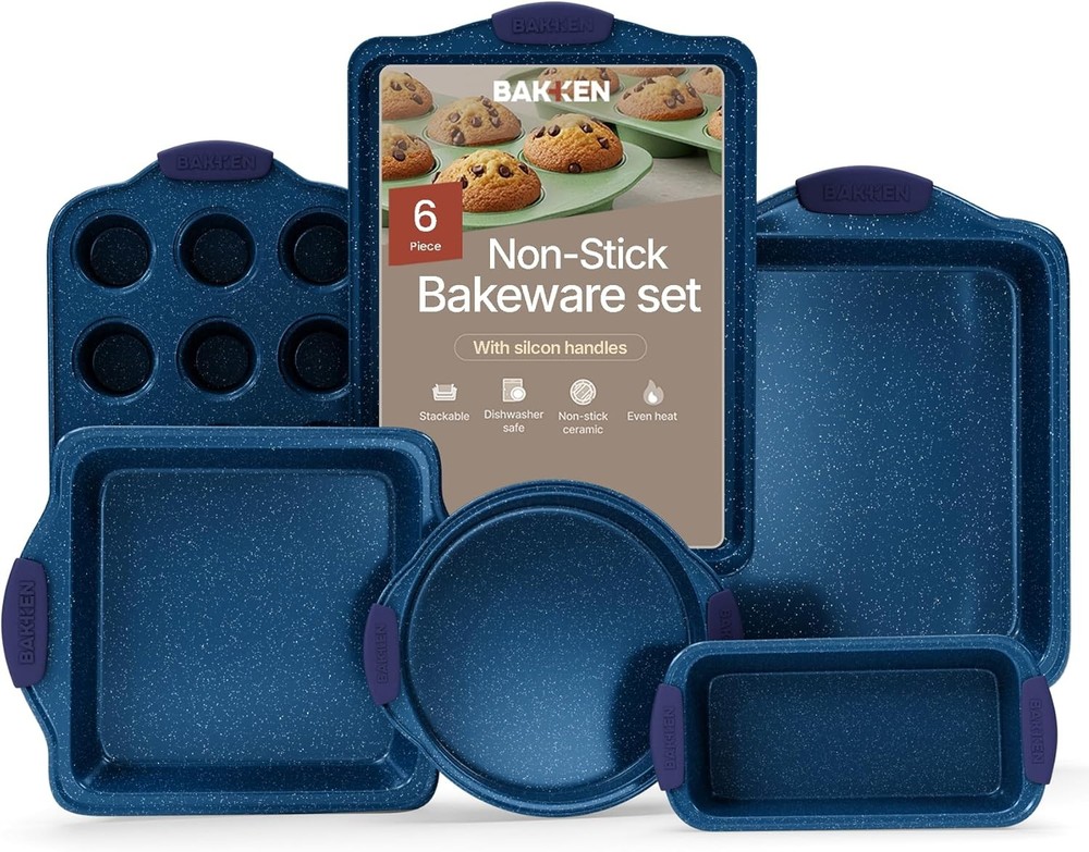 Baking Set – 6 Piece Kitchen Oven Bakeware Set – Deluxe Non-Stick Black Coating