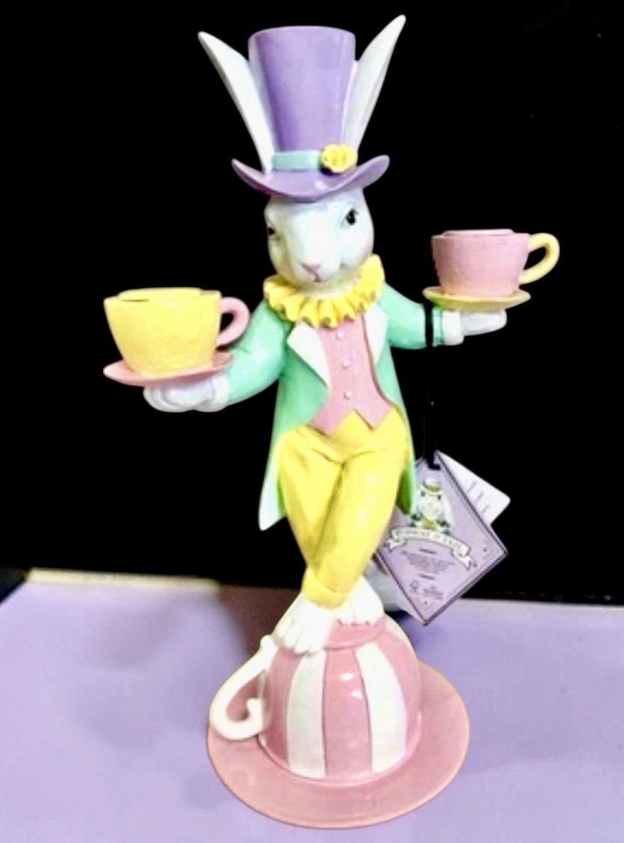 Mad Hatter Easter Bunny MacKenzie Style 13” VIRAL Candle Holder NEW IN BOX