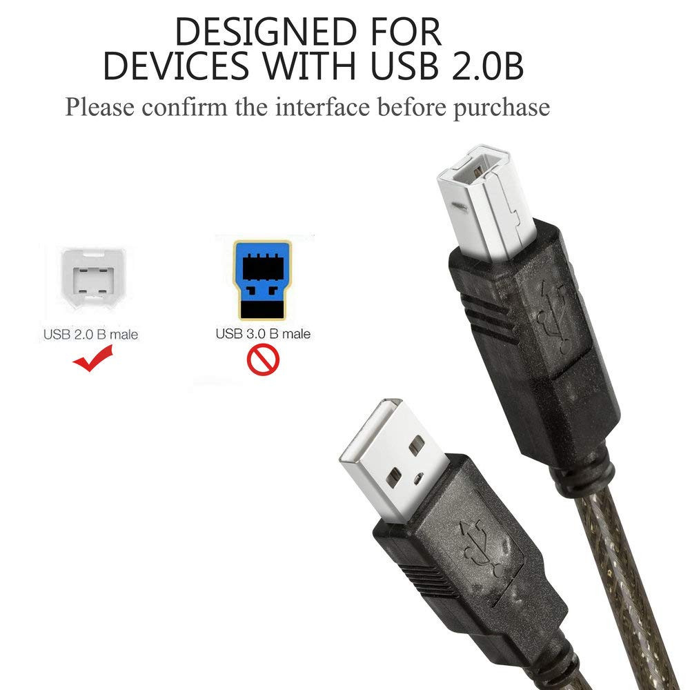 Long USB Printer Cable 40 Ft, USB 2.0 Type a to B, High-Speed Printer/Scanner Co