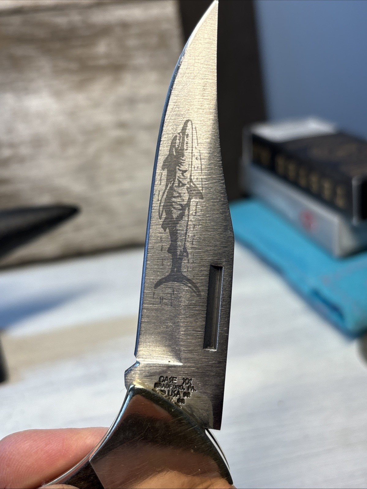 1992 Case XX USA 58L SS Mako Lockback Folding Hunting Knife w/ Leather Sheath