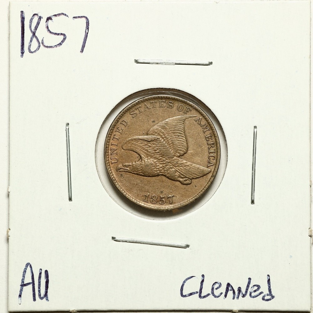 1857 1C Flying Eagle Cent with AU Detail Cleaned #08896