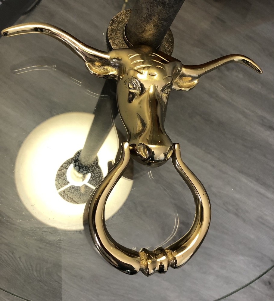 Rare CMC Solid Brass Longhorn Steer Head Door Knocker Handle VTG E854-2