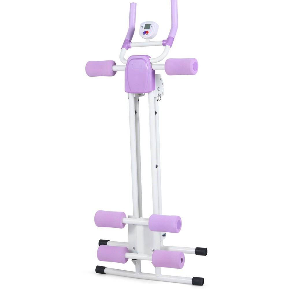 Folding Ab Machine, Adjustable Ab Trainer w/6 Inclined Angles & LCD Display